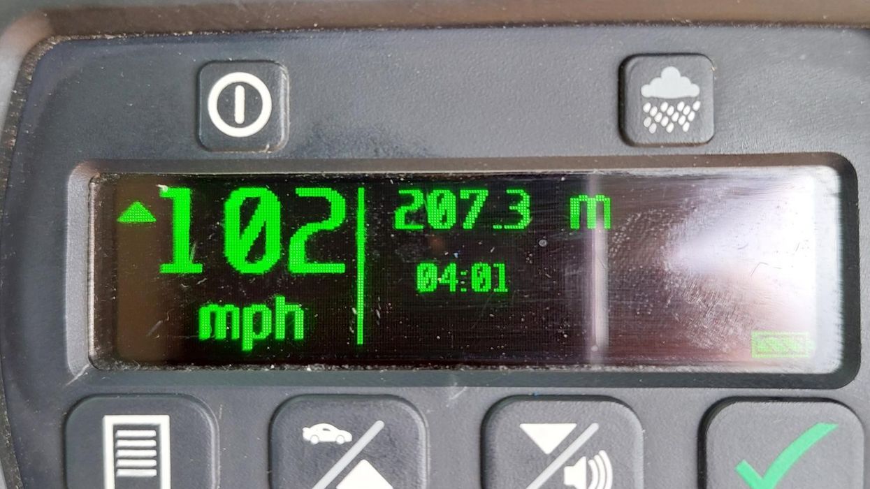 A speed camera showing a driver going 102mph