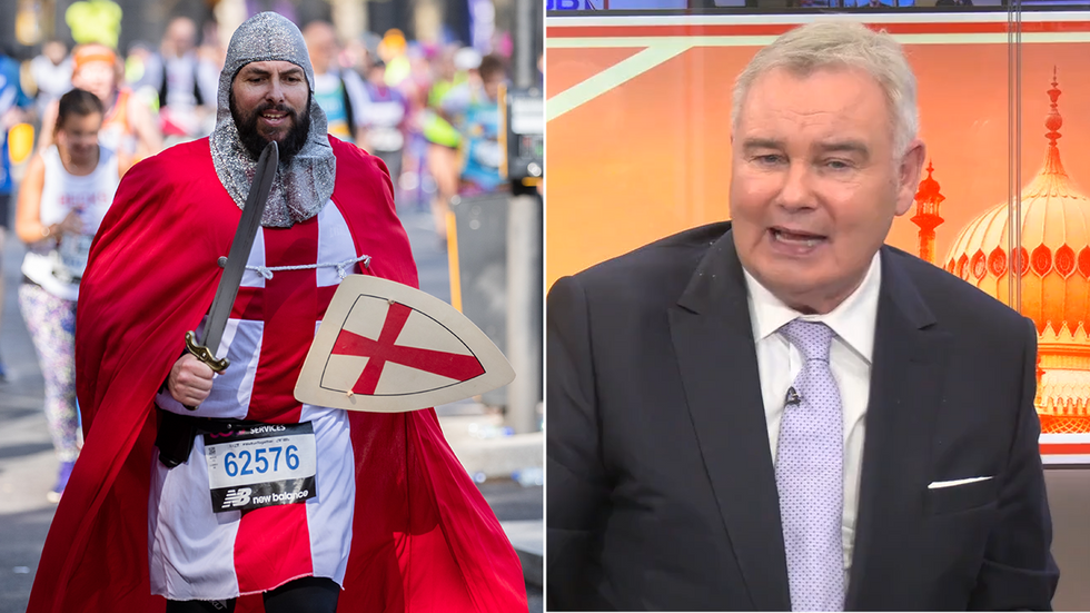 A St George's Day-themed marathon runner and Eamonn Holmes