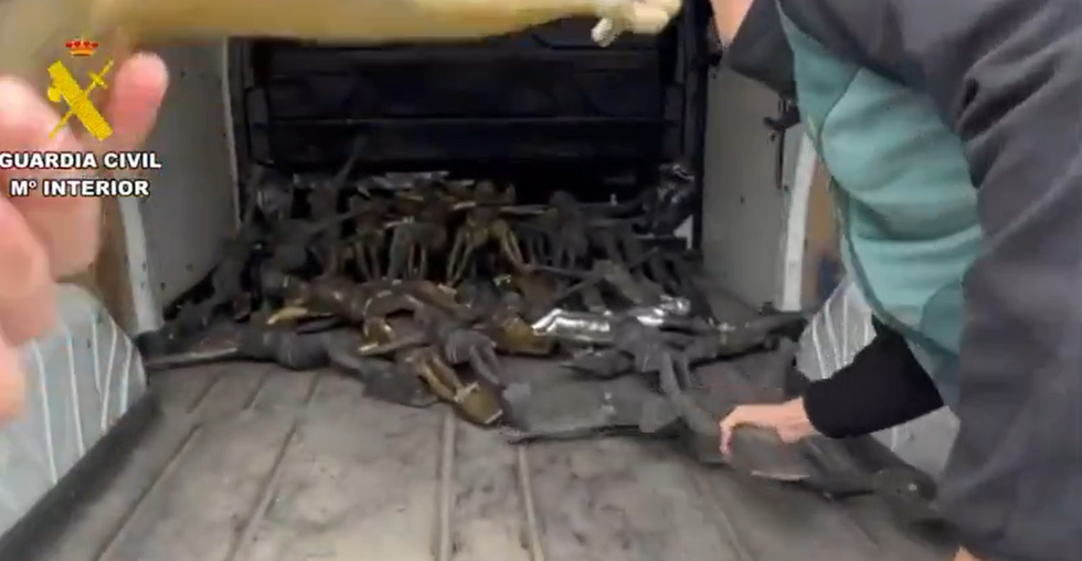A stack of crucifixes recovered by police