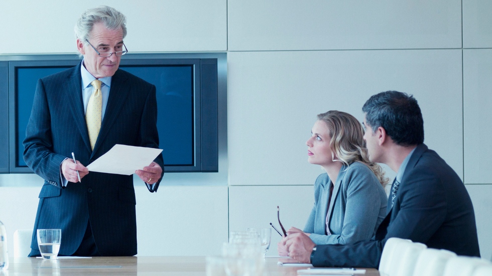 A stock image of a corporate meeting