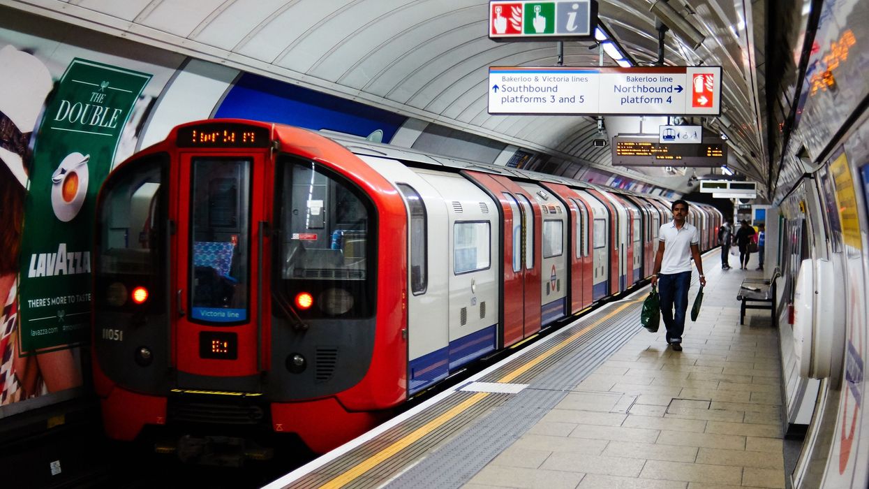 A stock image of a nearly empty Victoria line train leaves Oxford Circus