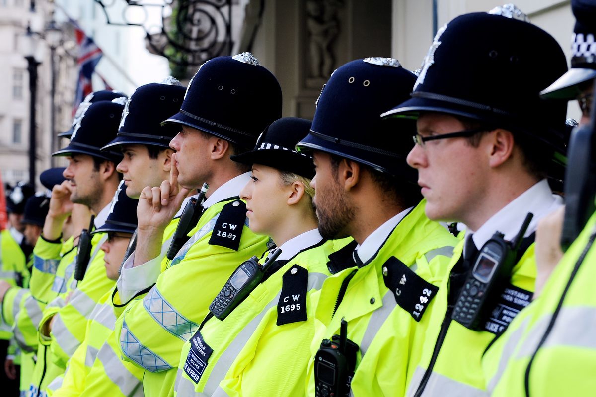 A stock image of several police officers lined up