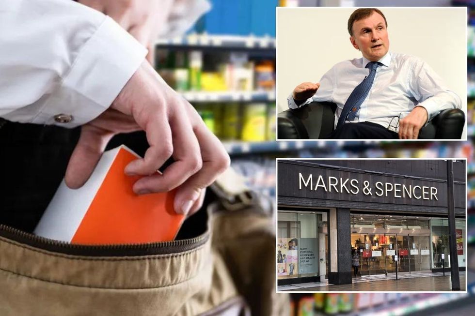 A stock image of shoplifting, Archie Norman and a Mark's & Spencer store
