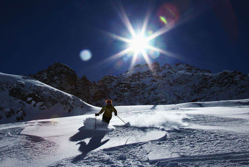 A stock image of somebody skiing