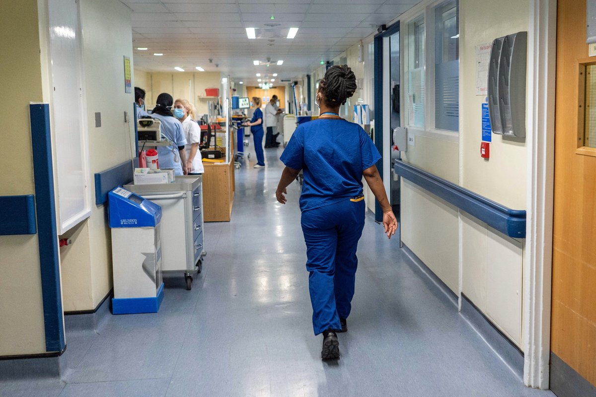 A stock view of staff on a NHS hospital ward