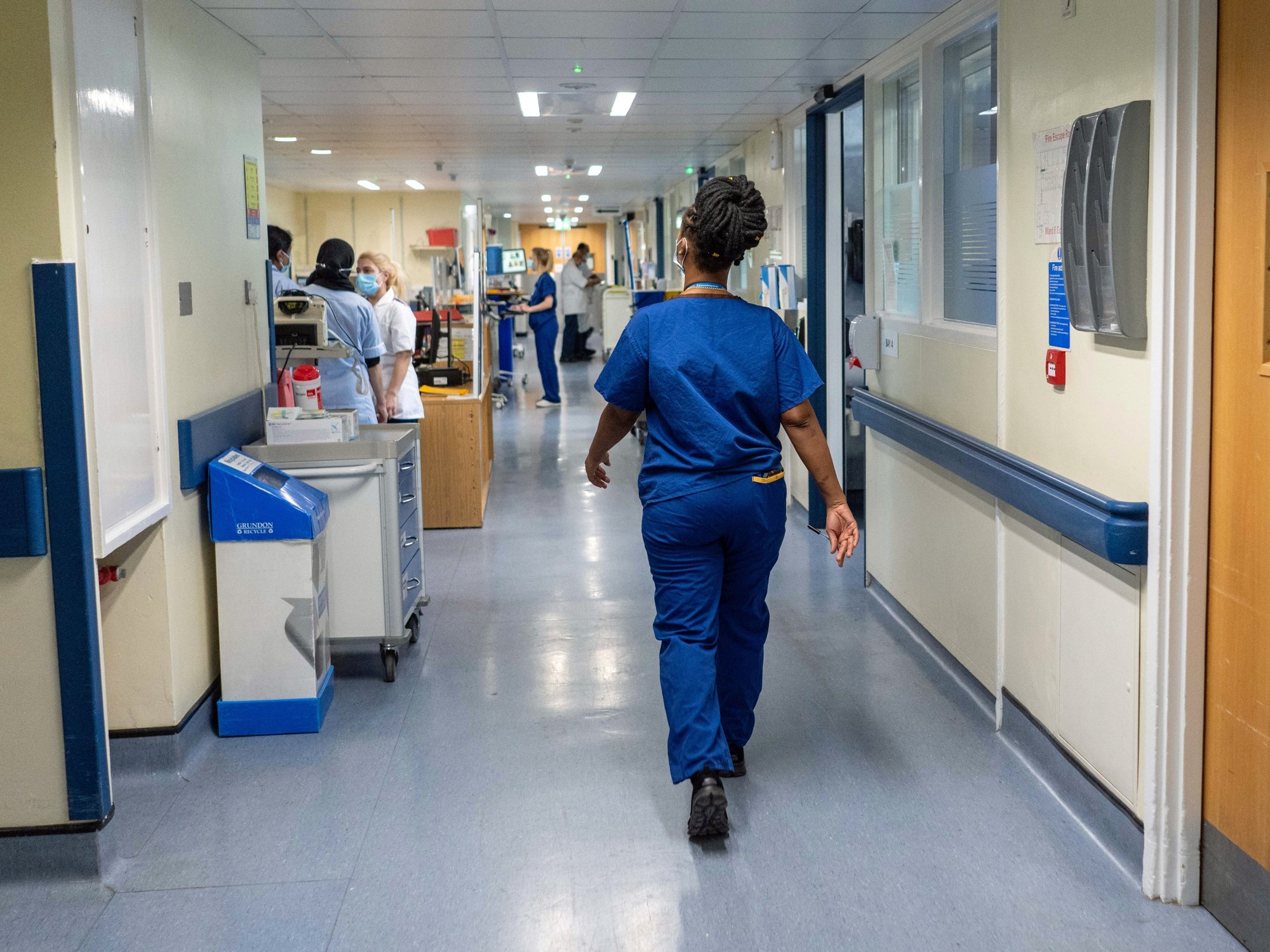 A stock view of staff on a NHS hospital ward