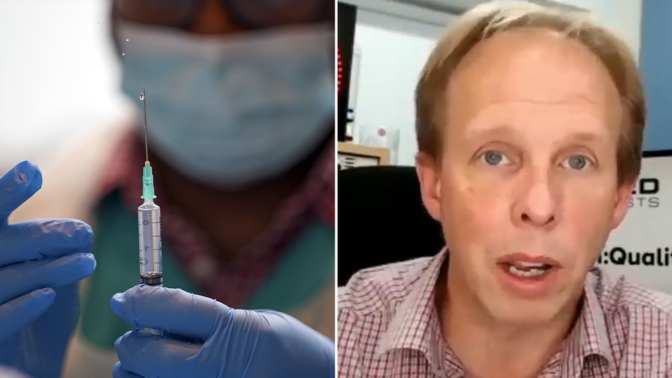 A syringe and Dr Chris Smith