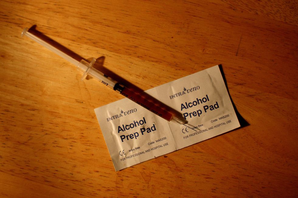 A syringe of heroin in the town of Portlaoise, Co Laois, where outreach workers believe up to 600 users could be taking heroin behind closed doors.