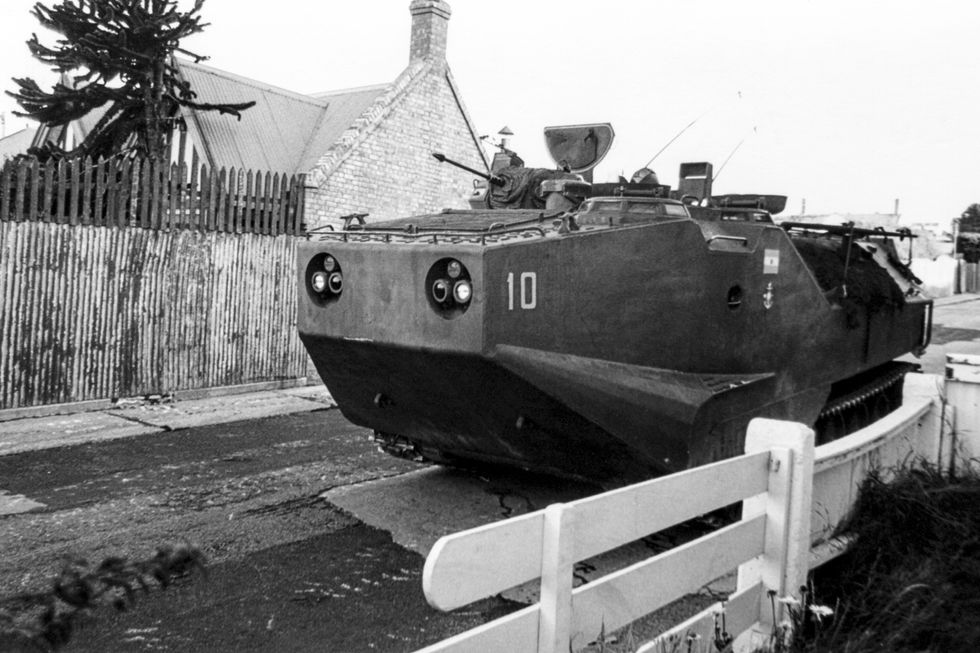 A tank on the Falkland Islands