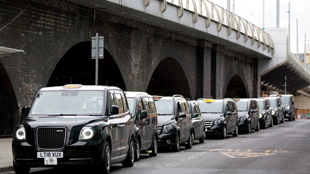 A taxi rank near a train station