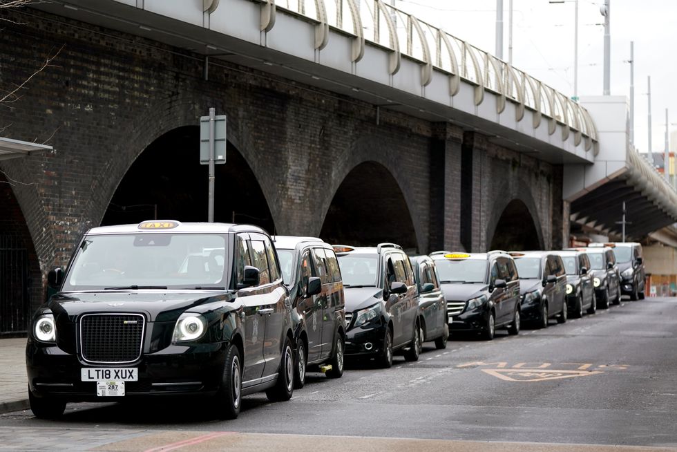 A taxi rank near a train station