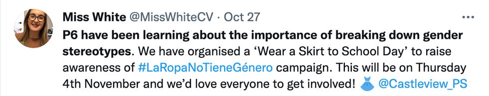 A teacher at Castleview promotes the campaign