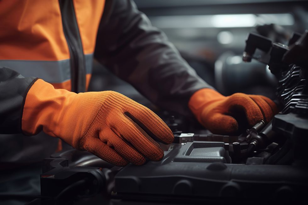 A technician working on an electric car