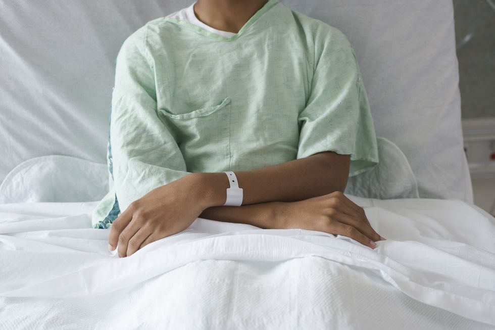 A teenager photographed in hospital