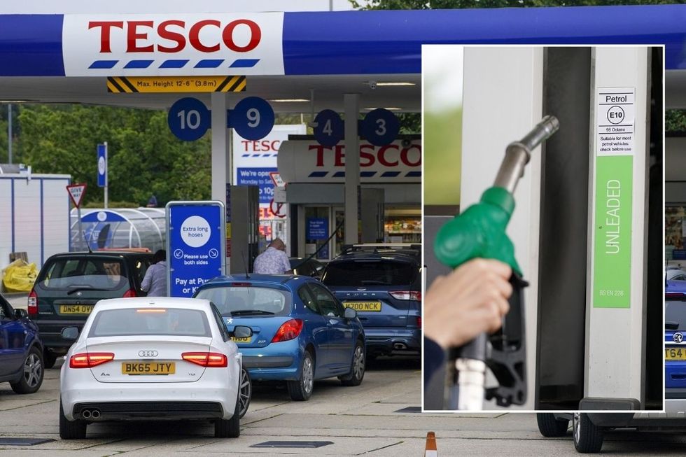 A Tesco petrol station and a petrol pump