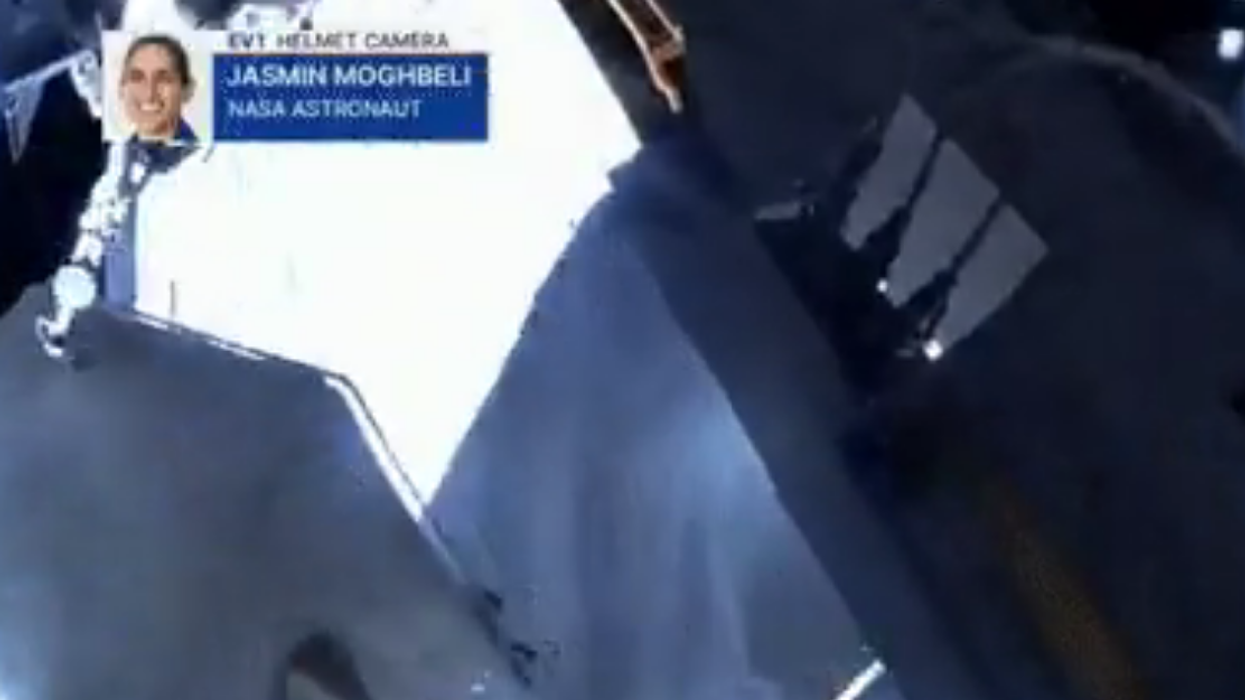 A toolbox detaching from a space station