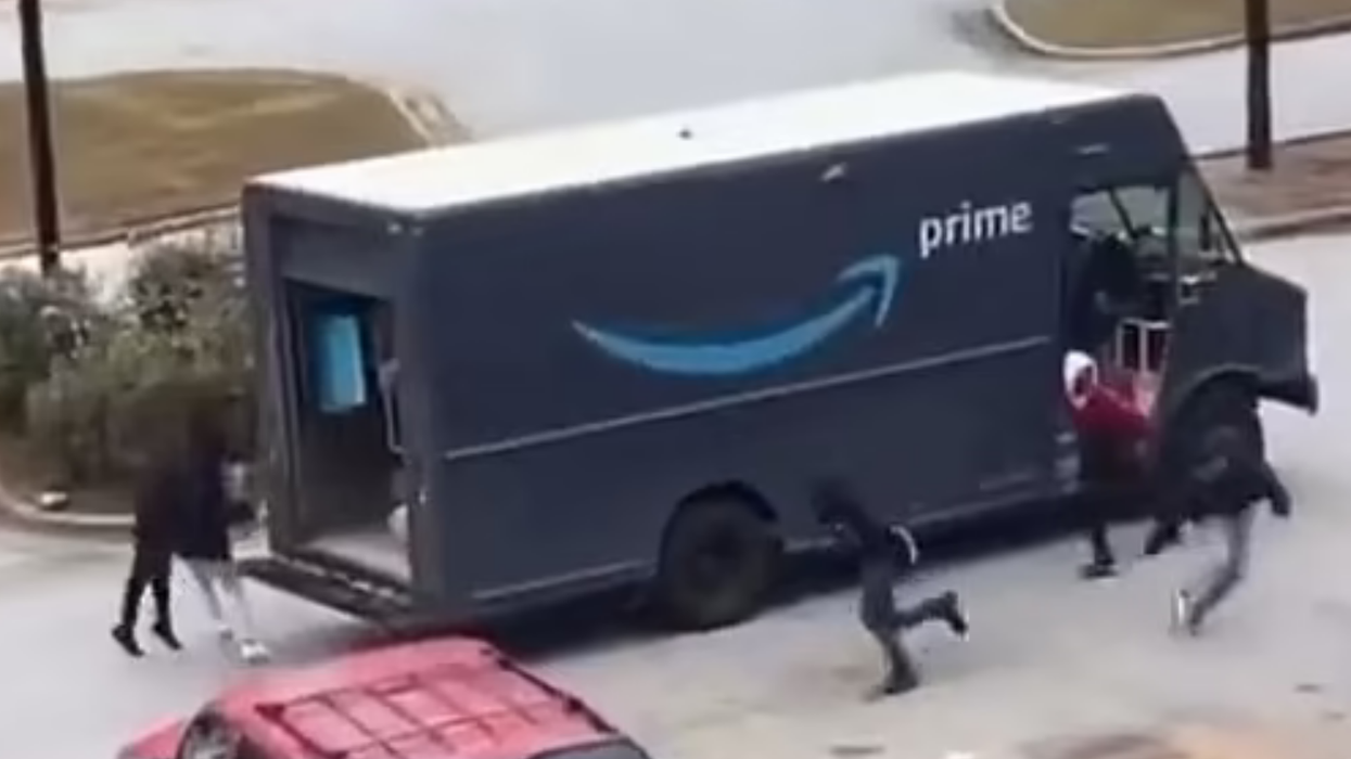A truck being raided