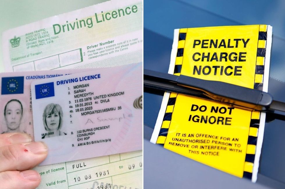 A UK driving licence and a parking fine 