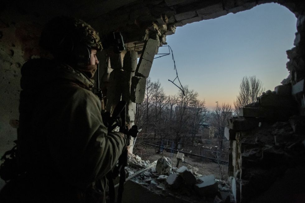 A Ukrainian serviceman looks on, amid Russia's attack on Ukraine, in Bakhmut, Donetsk region, Ukraine January 27, 2023. REUTERS/Yan Dobronosov      TPX IMAGES OF THE DAY