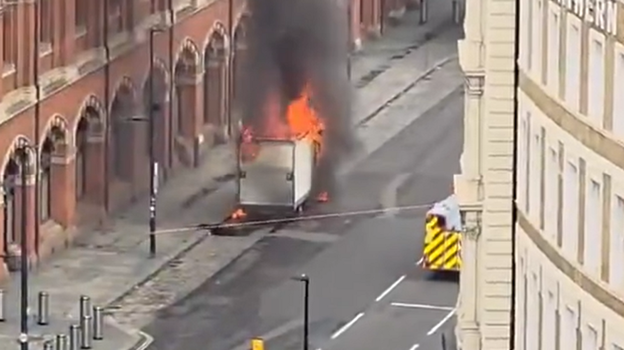 A van on fire near King's Cross Station
