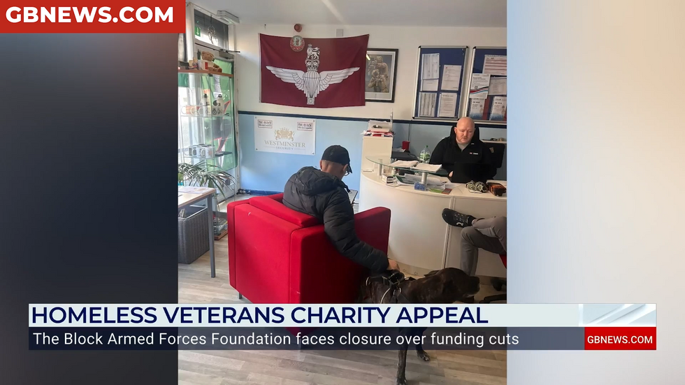 A veteran speaks to a worker at The Block