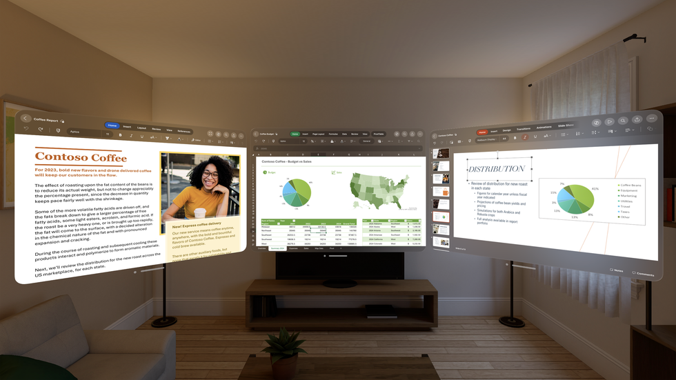a view from inside the apple vision pro with floating apps