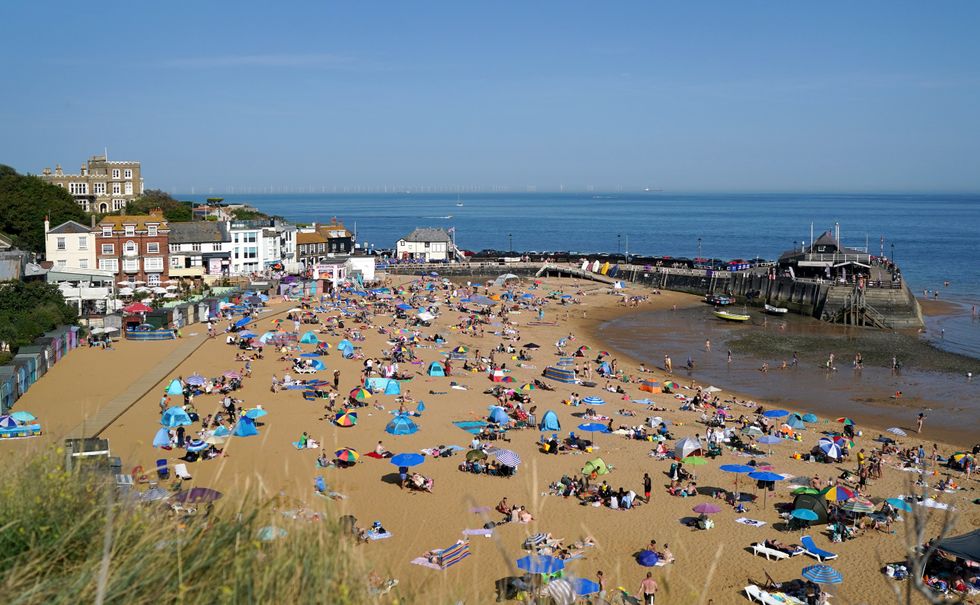 A view of a busy beach in Broadstairs, Kent