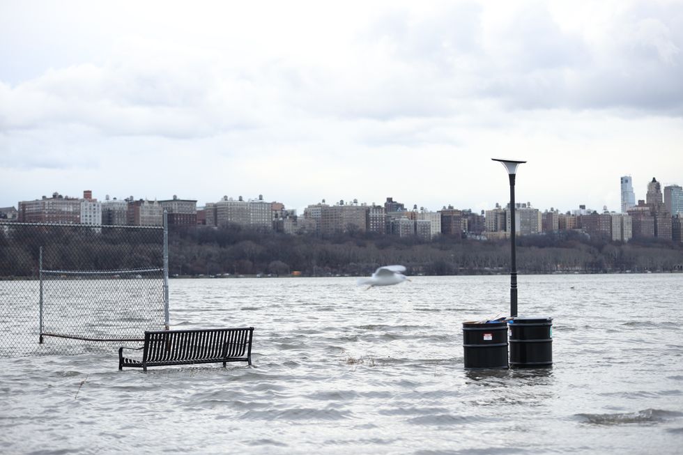 A view of flooded area after winter storm in New Jersey