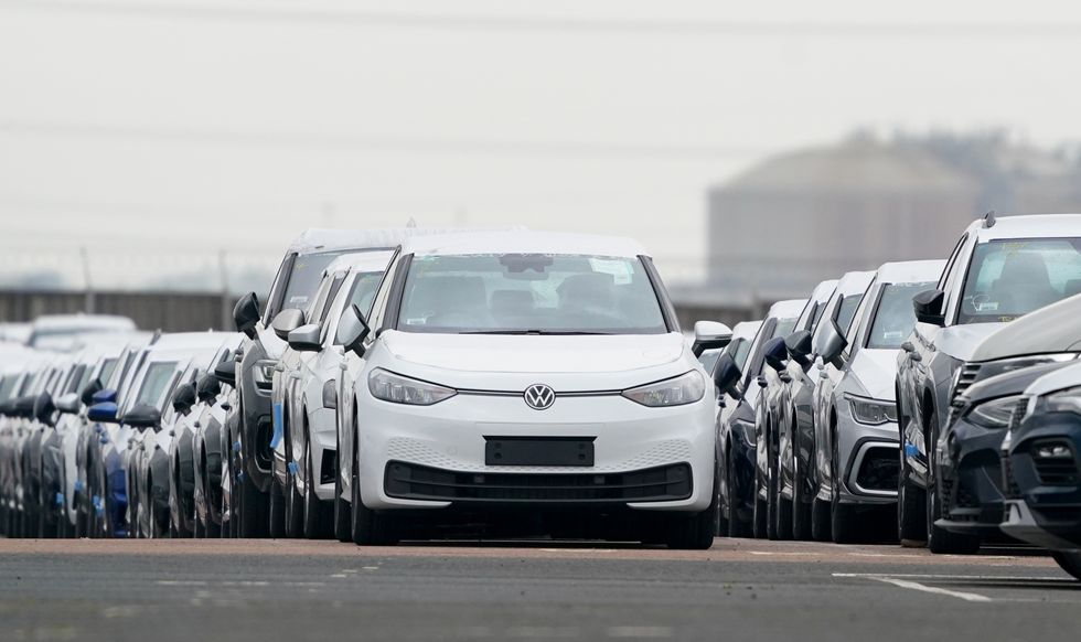 A view of new cars in a dockside compound in Sheerness, Kent, as the UK's new car market has recorded a fourth successive month of growth.