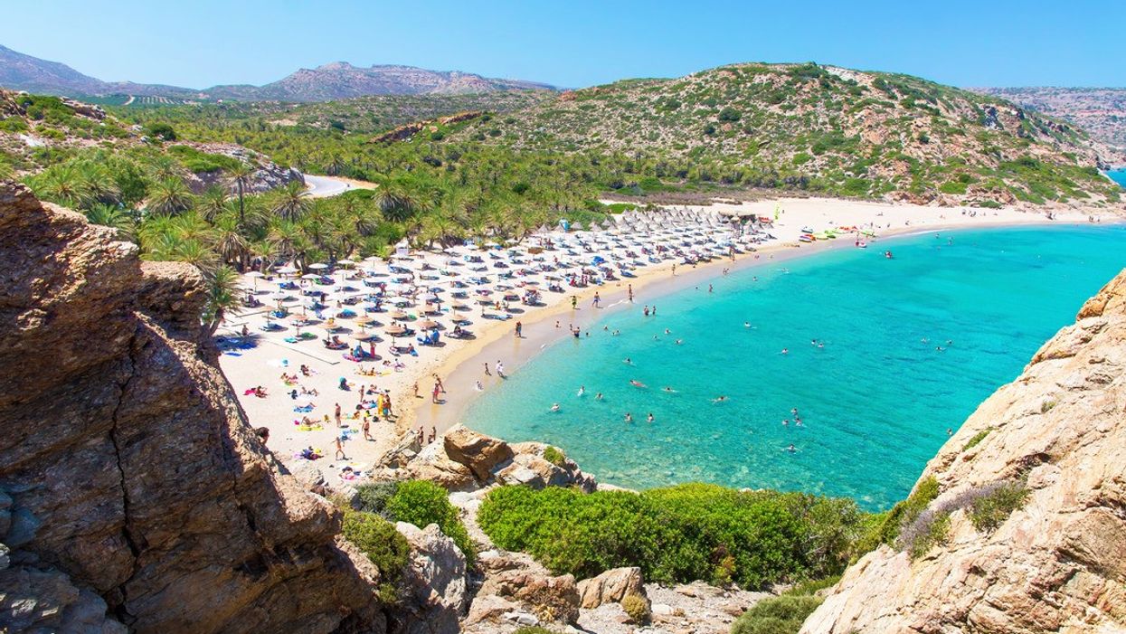 A view of the beach at Vai, Crete, Greece