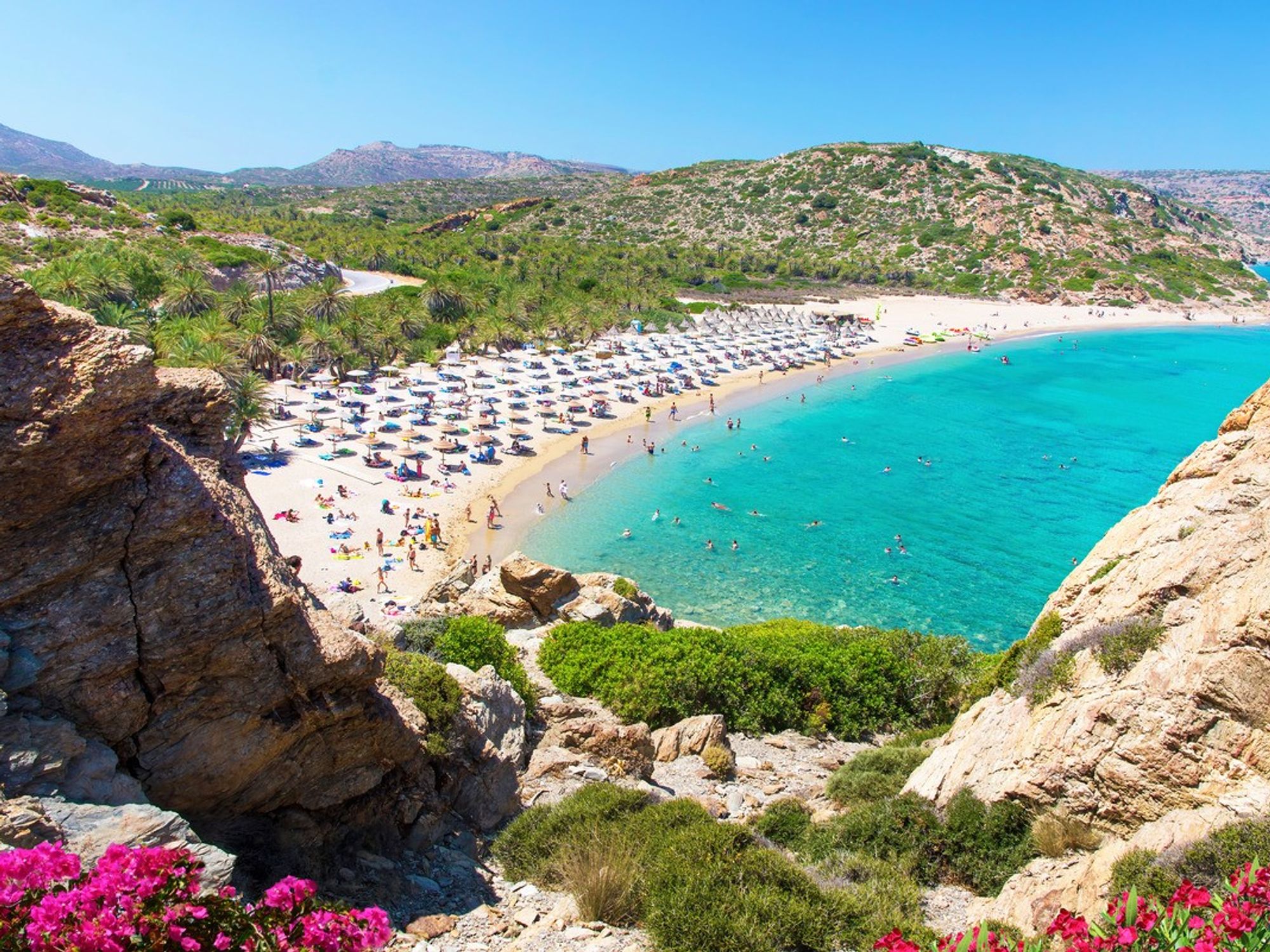 A view of the beach at Vai, Crete, Greece