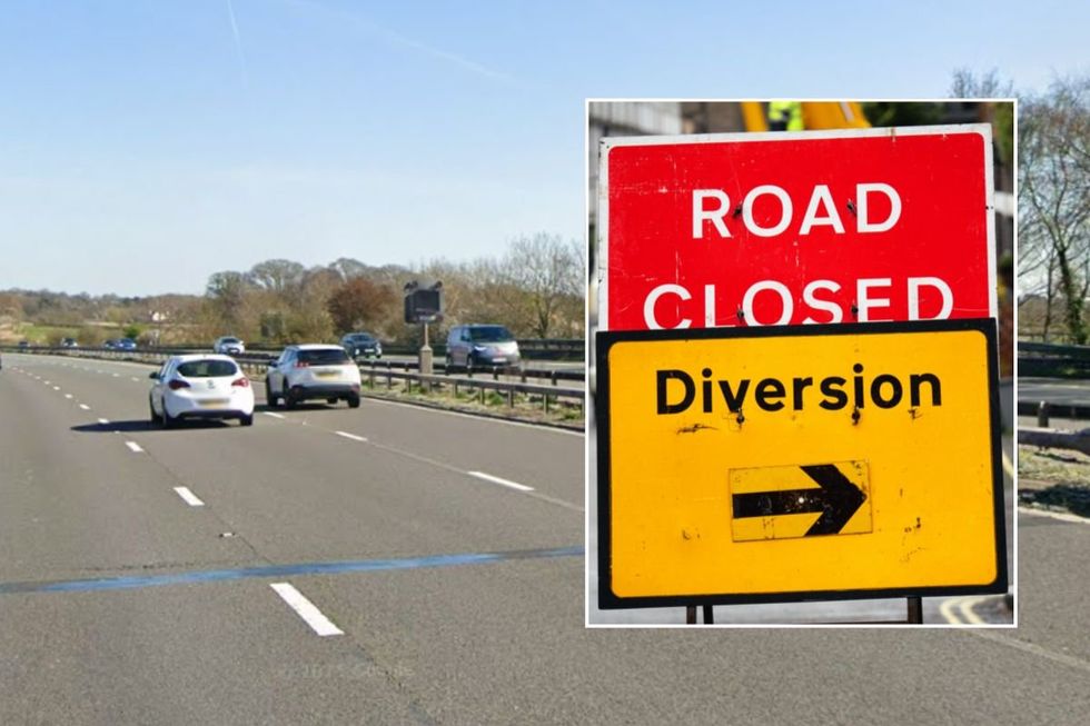 A view of the M53 and a road closed sign