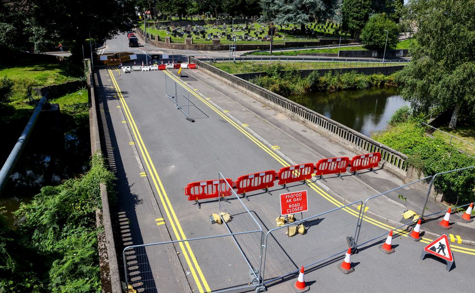 A view of the Old Bassaleg Road bridge which has been closed for safety reasons on August 10, 2021
