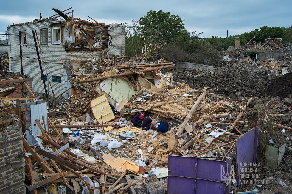A view shows residential houses heavily damaged by a Russian missile strike, amid Russia's attack on Ukraine, in Kramatorsk, Donetsk region