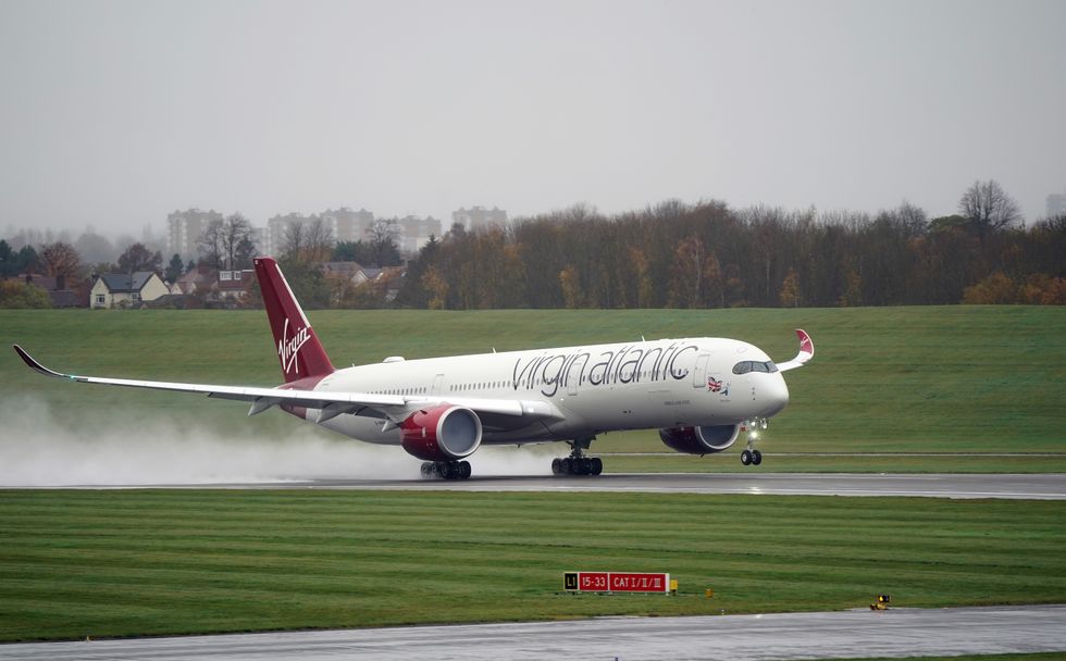 A Virgin Atlantic A350 Airbus, carrying the England football team takes off, bound for the FIFA 2022 World Cup in Qatar. Picture date: Tuesday November 15, 2022.