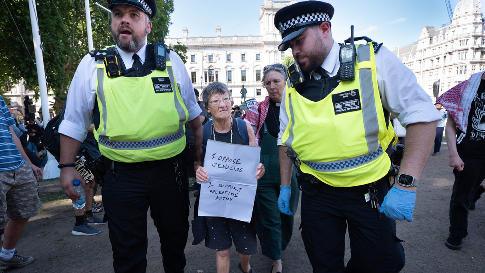 Žena je zadržena policisty na palestinské akční rally
