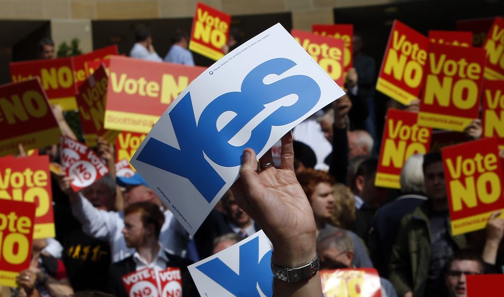 A Yes supporter crashes a Labour Better Together rally on Buchanan Street in Glasgow