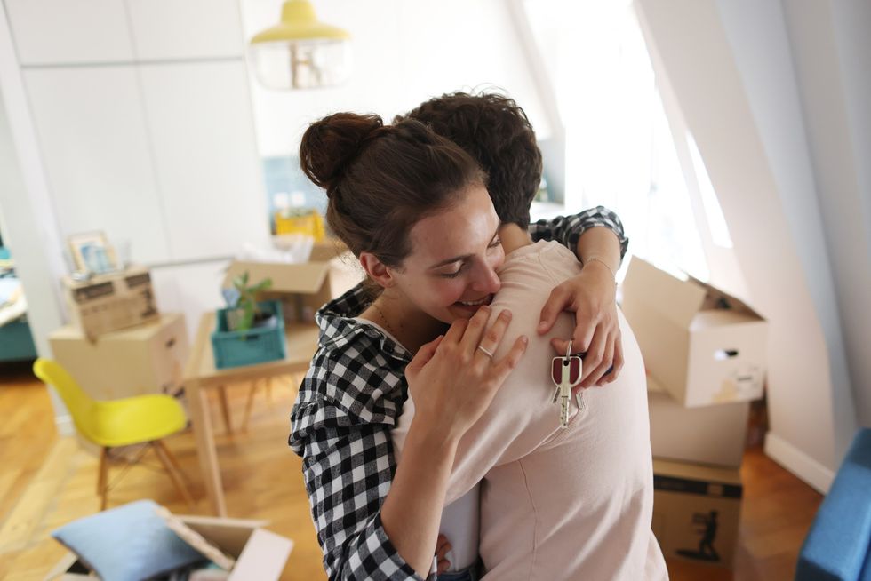 A young couple get their first home