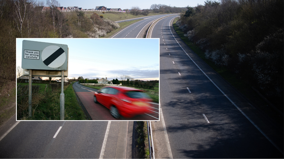 A47 and national speed limit sign