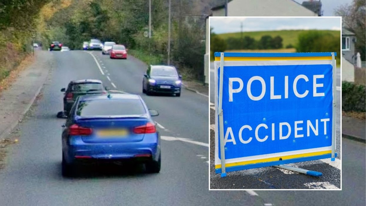 A590 and a police accident sign