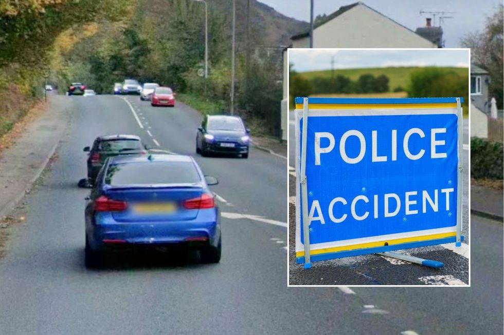 A590 and a police accident sign