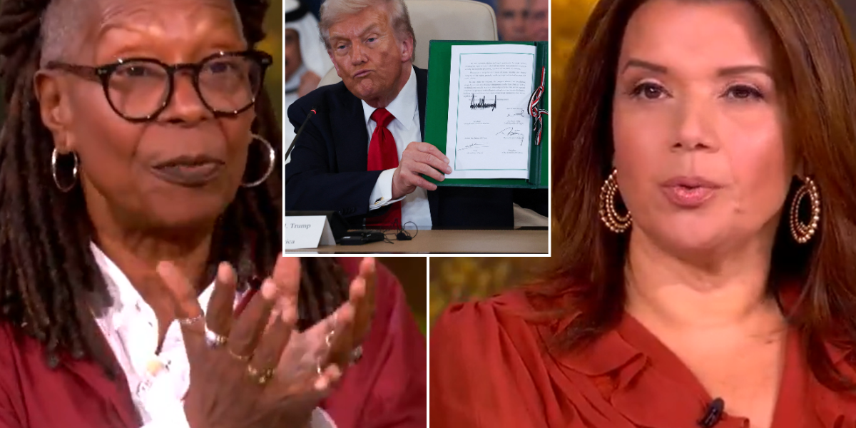 NextImg:Whoopi Goldberg and The View co-stars branded 'pathetic' as they refuse to mention Trump in Gaza peace deal debate: 'Spiteful people!'
