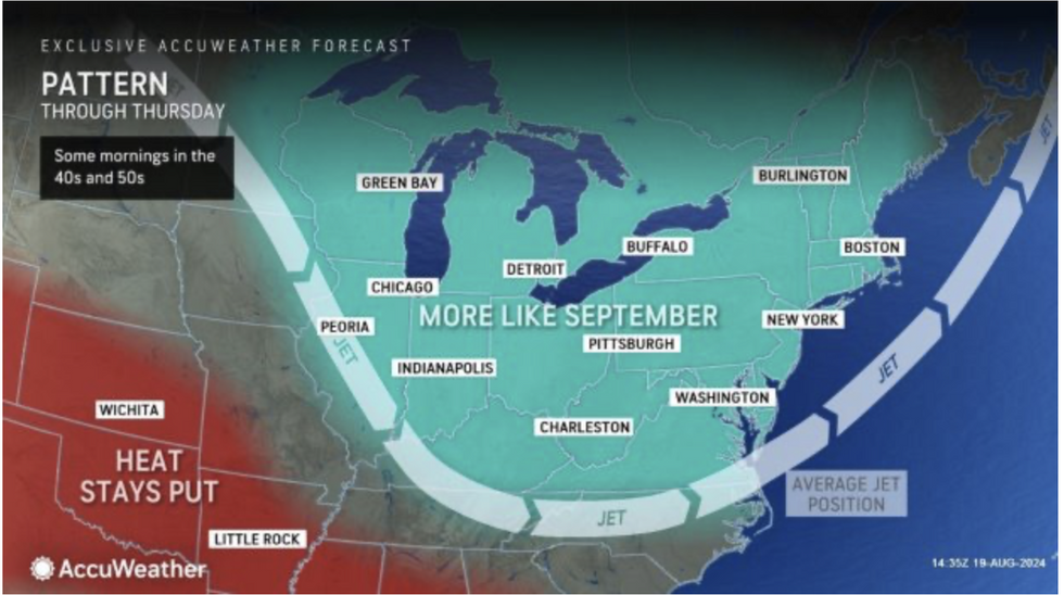 Accuweather map shows cold snap to affect east and northeast