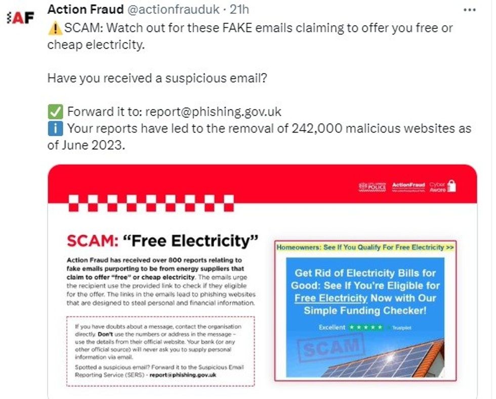 Action Fraud post on X formerly known as Twitter