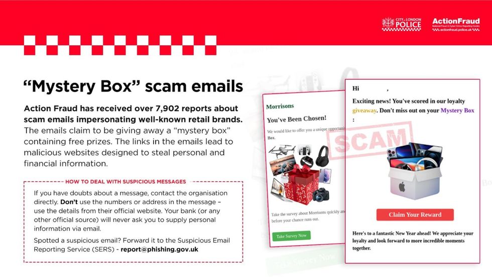 Action Fraud warning with examples of fraudsters purporting to be from Morrisons