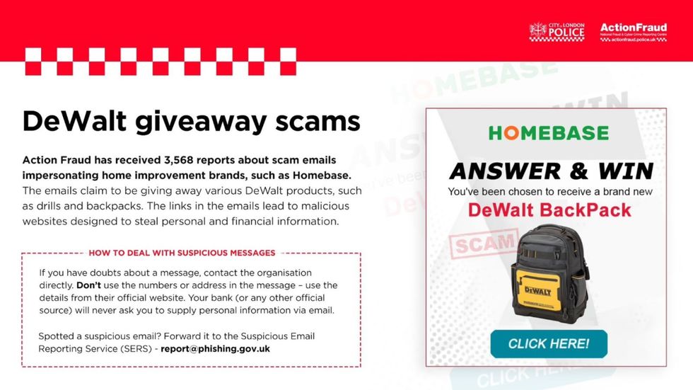 Action Fraud warns of DeWalt giveaway scams on social media