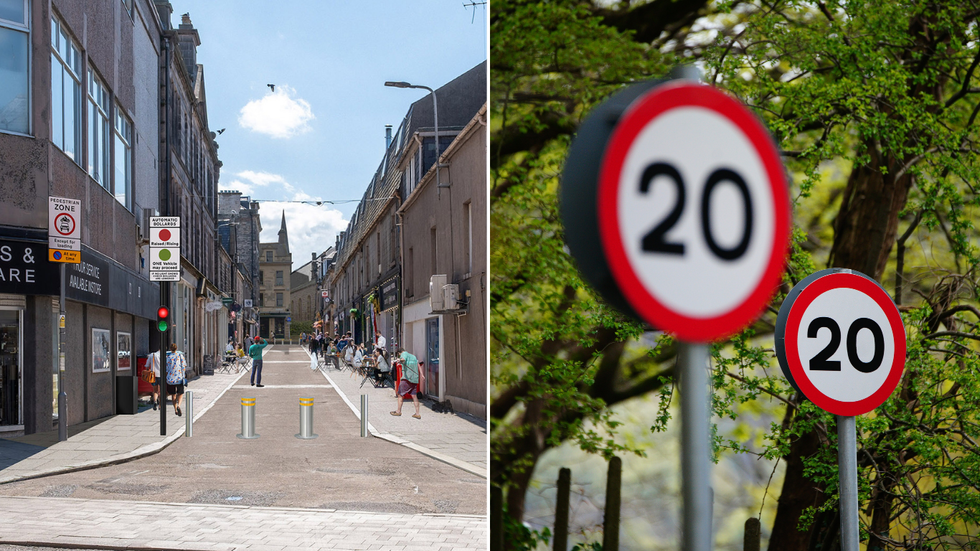 Active Travel bollards renderings and 20mph sign