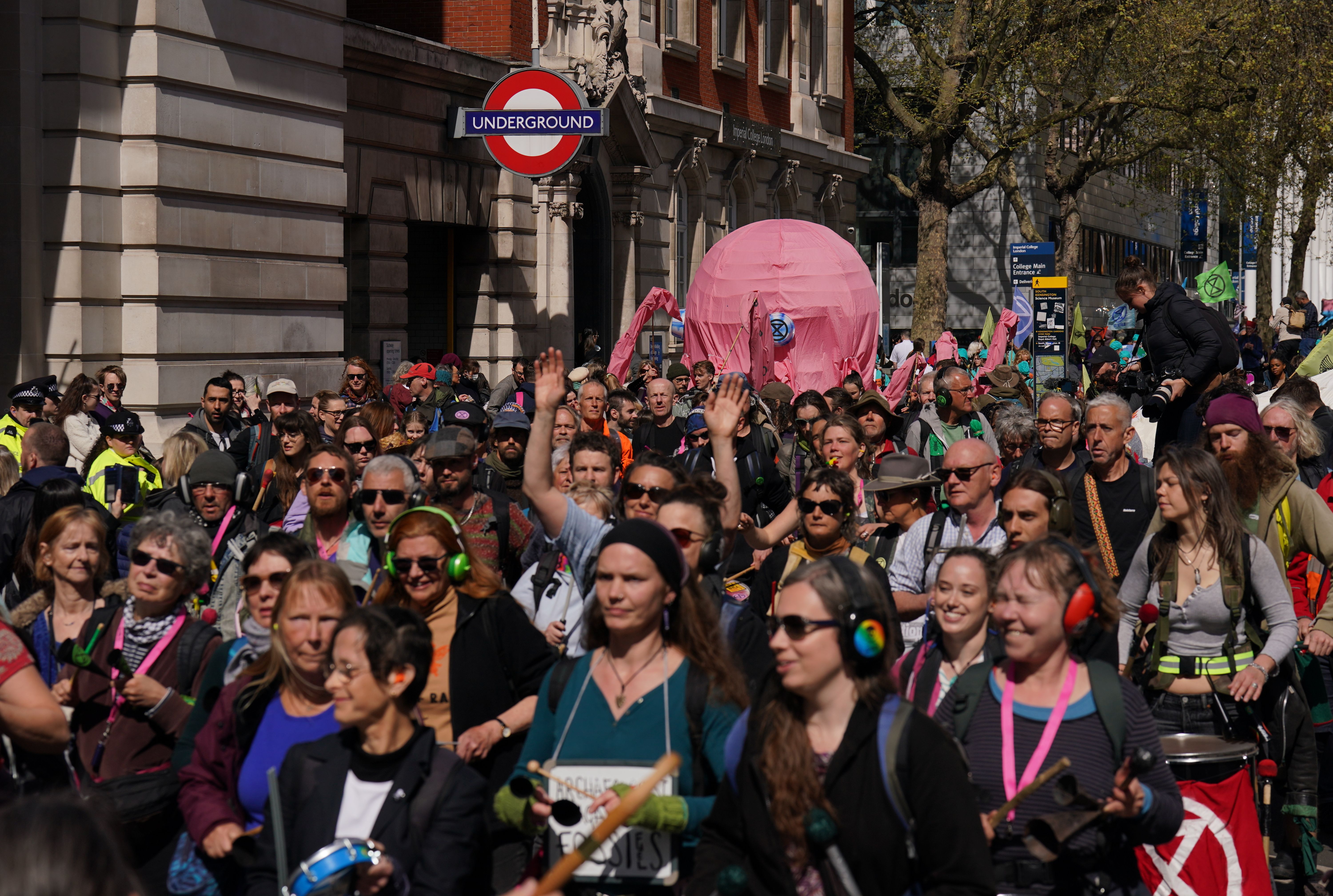 Activists from Extinction Rebellion demonstrate in central London