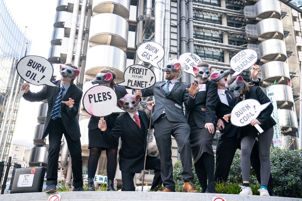 Activists from Extinction Rebellion outside Lloyds of London