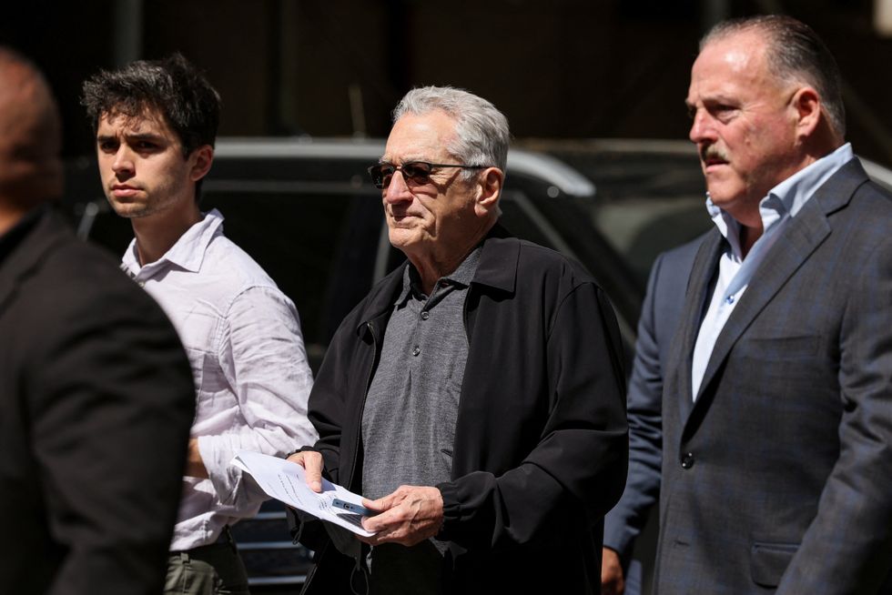 Actor Robert De Niro arrives for a news conference outside the court where former U.S. President Donald Trump